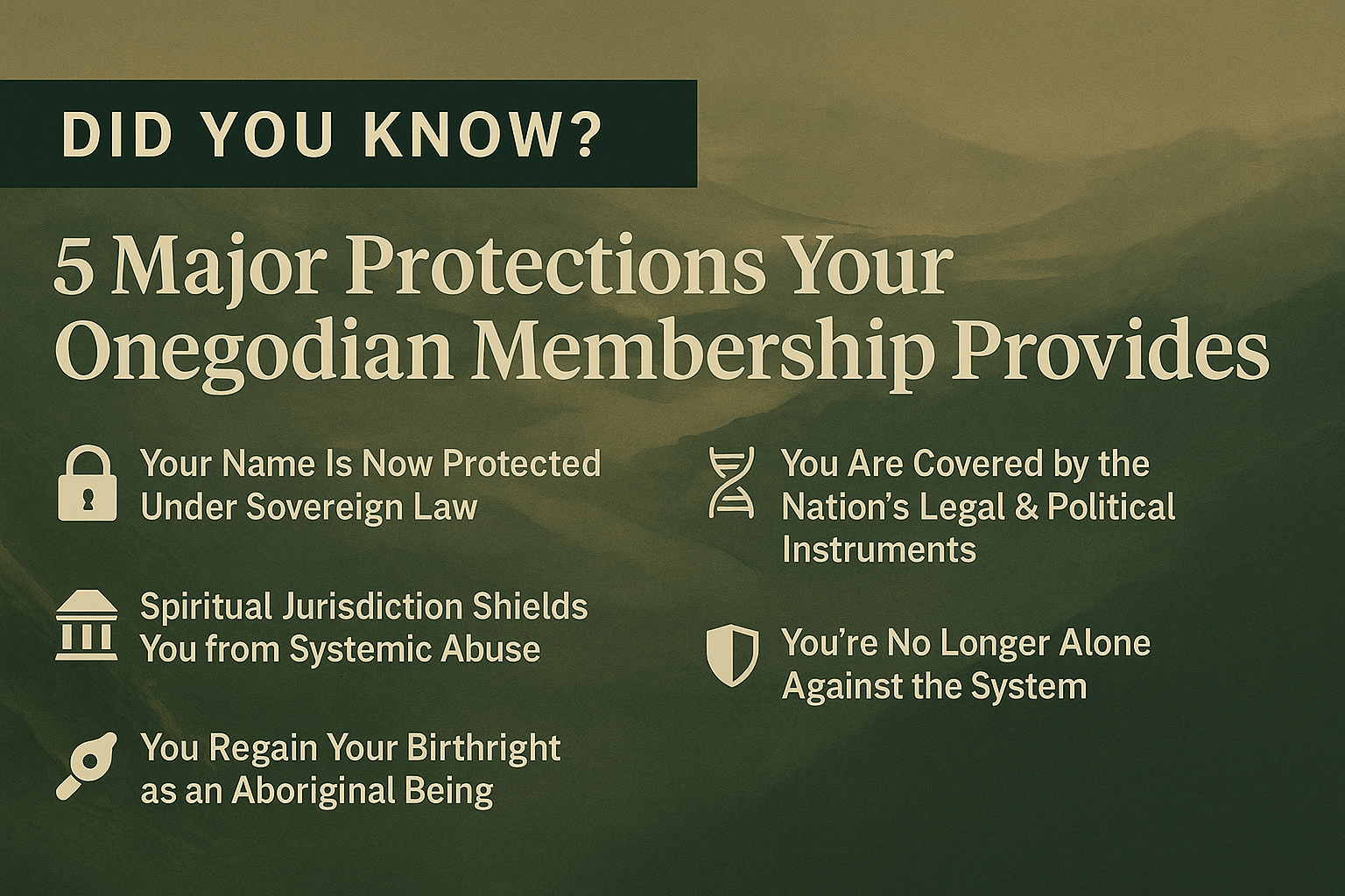 🌿 Did You Know?  5 Major Protections Your Onegodian Membership Provides