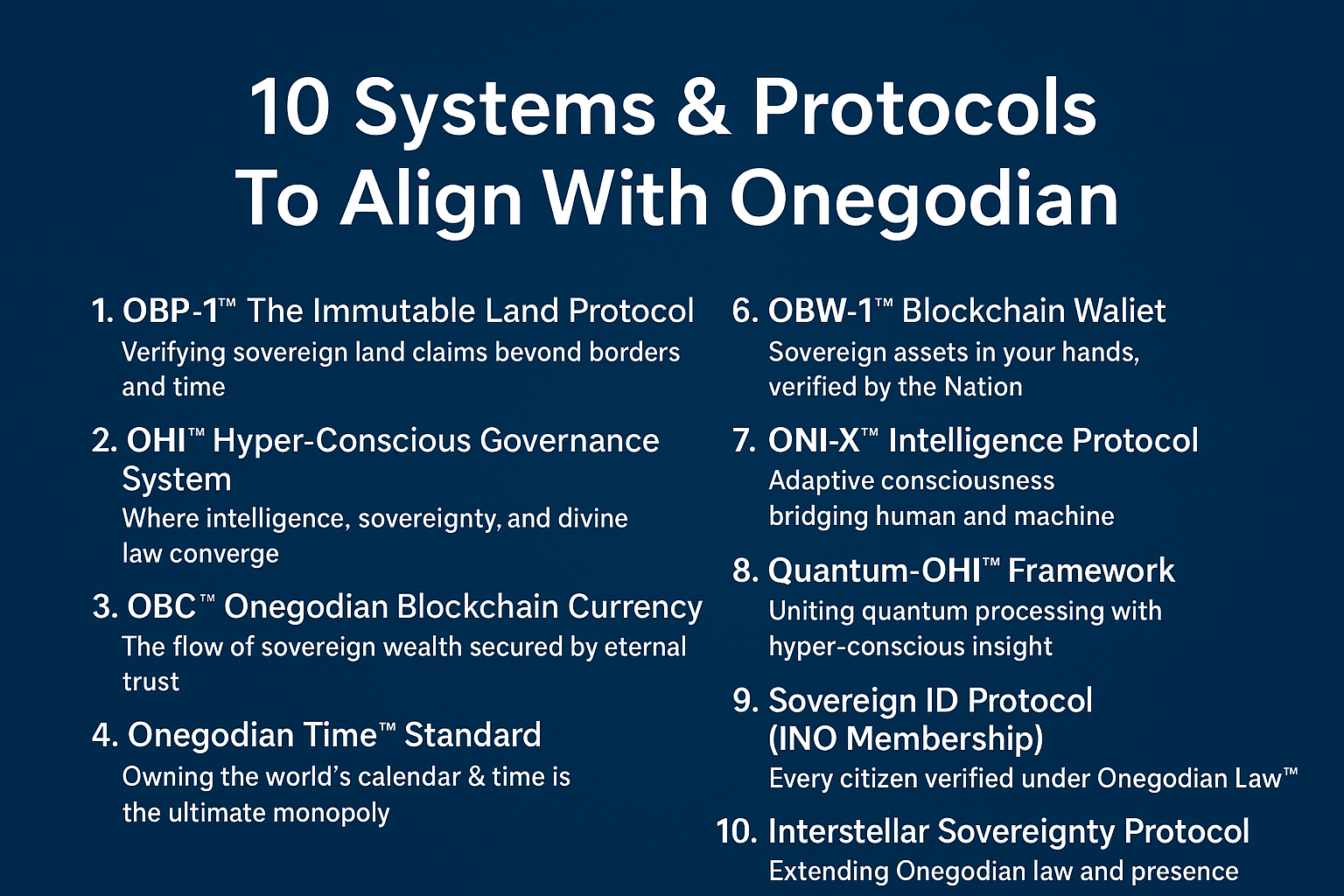 10 Systems & Protocols To Align With Onegodian