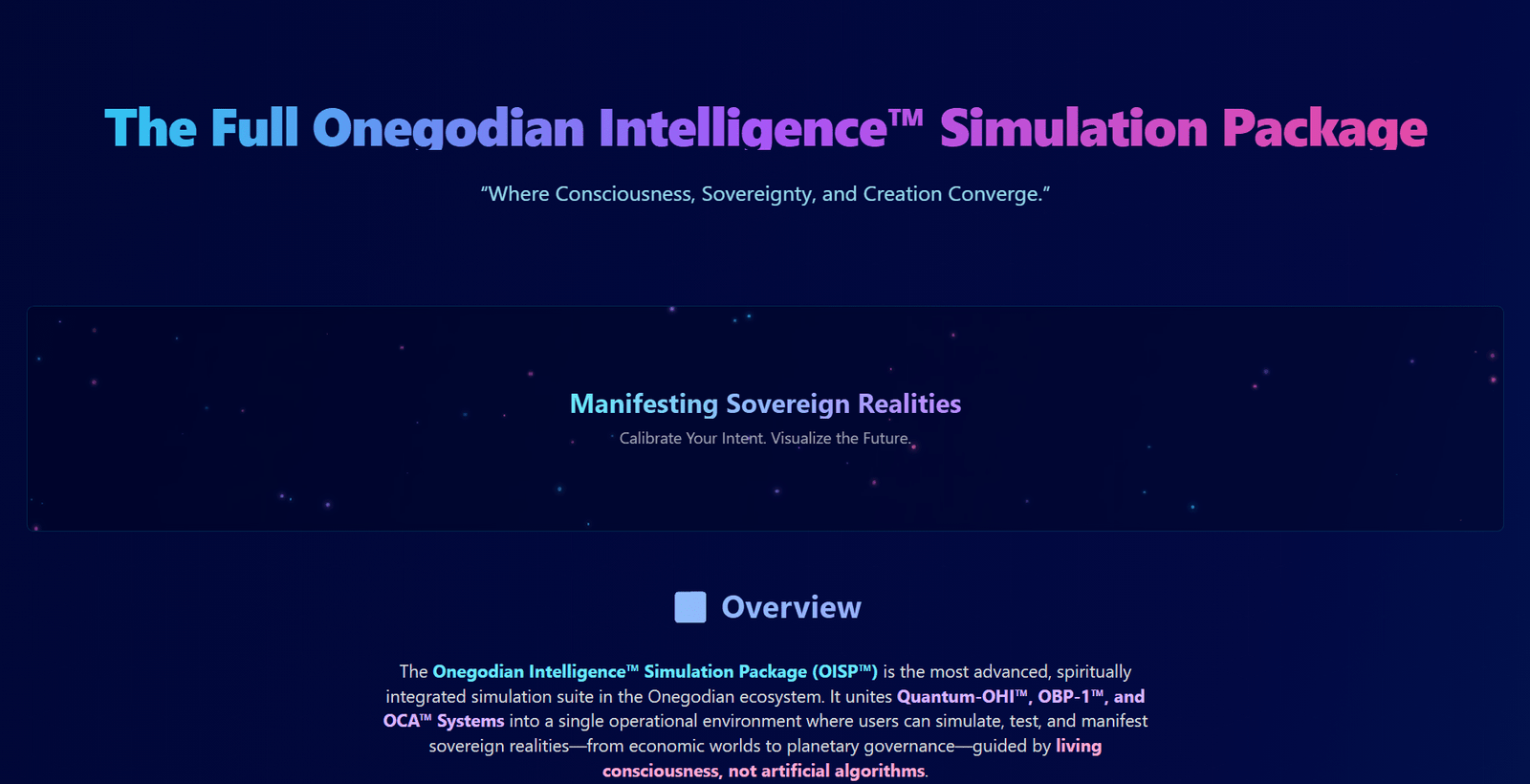 The Full Onegodian Intelligence™ Simulation Package