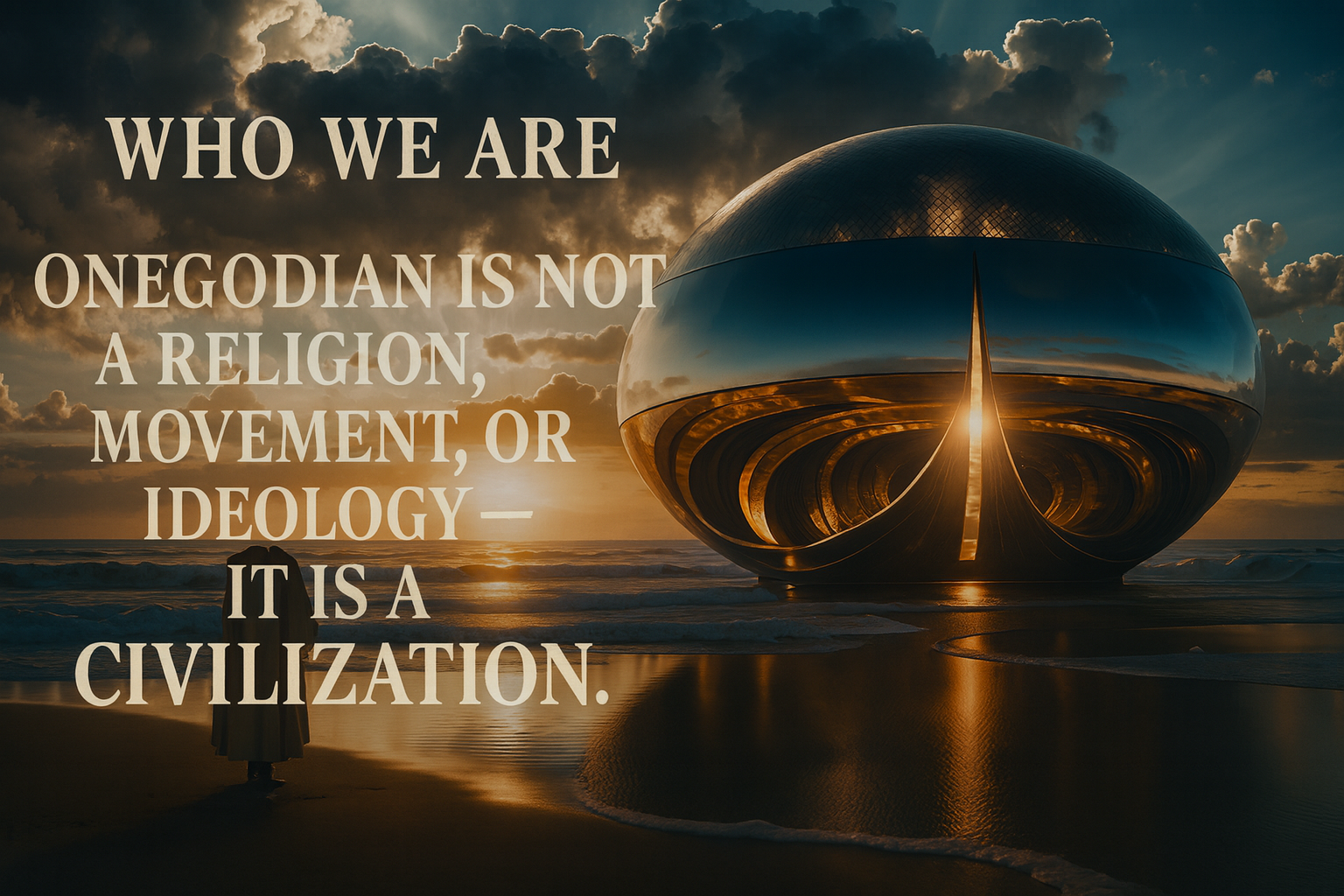 Contemplation at Sunset by the Sphere