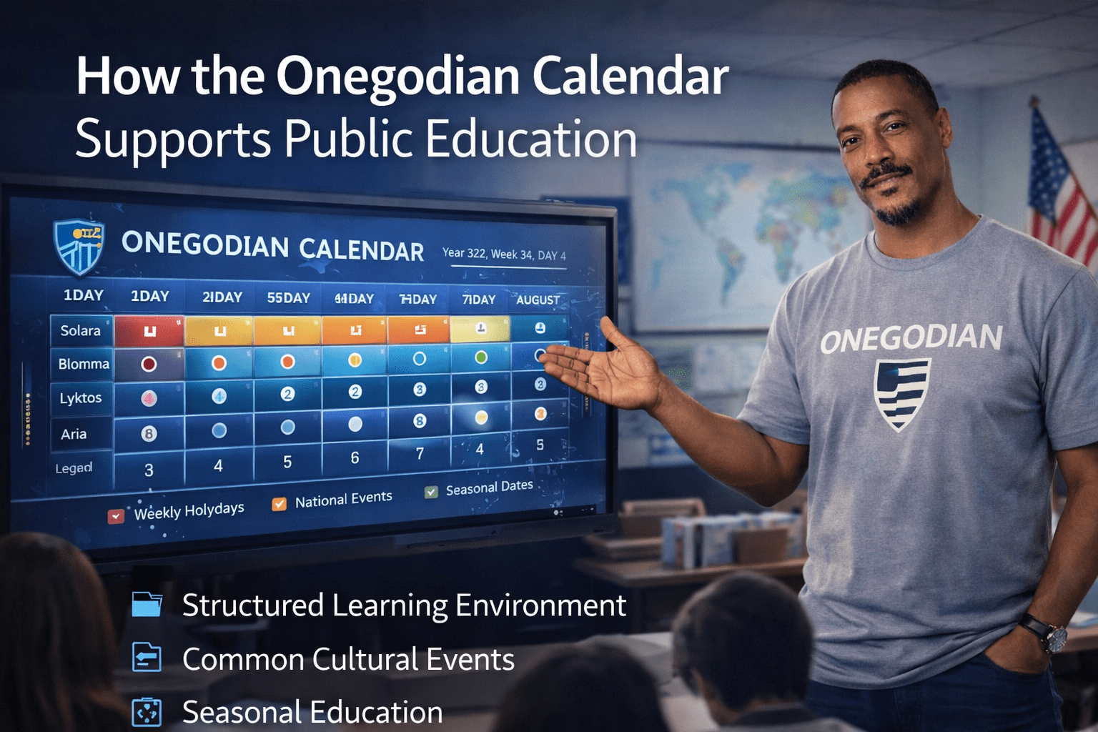 How the Onegodian Calendar Supports Public Education